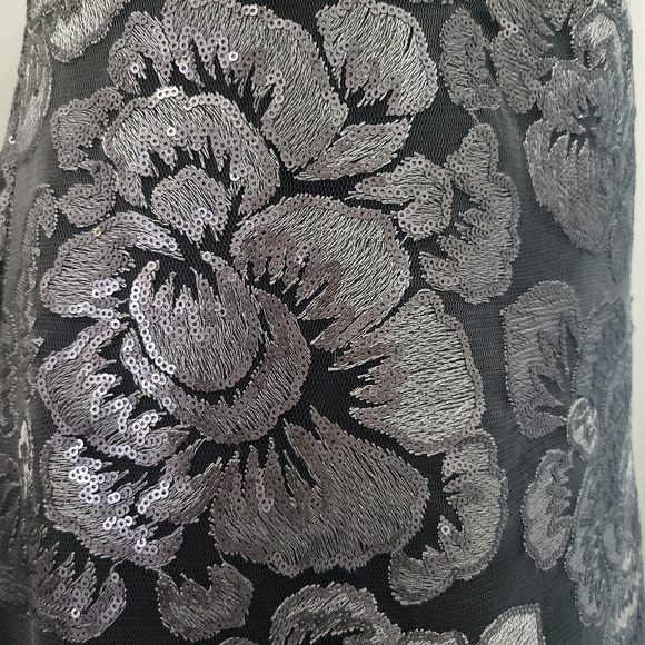 Tadashi Shoji Kala Sheer Mesh Floral Sequin Embroidered Mini Dress - Picture 11 of 16